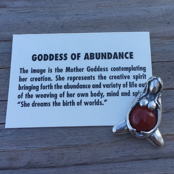 Goddess of Abundance Pendant .925 Sterling Silver w/ genuine Carnelian gem USA - Picture 9 of 13